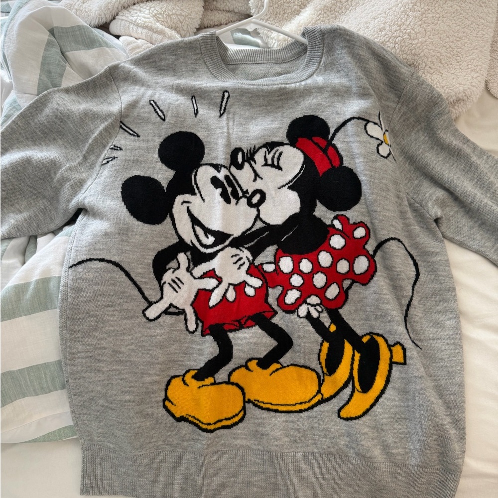 Disney Gray Sweater with Mickey and Minnie